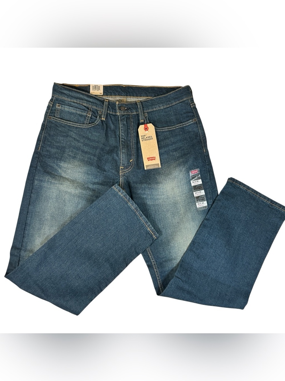 Levi's 559 Relaxed Straight Jeans Men's 34x30 Dark Wash Blue Stretch NWT